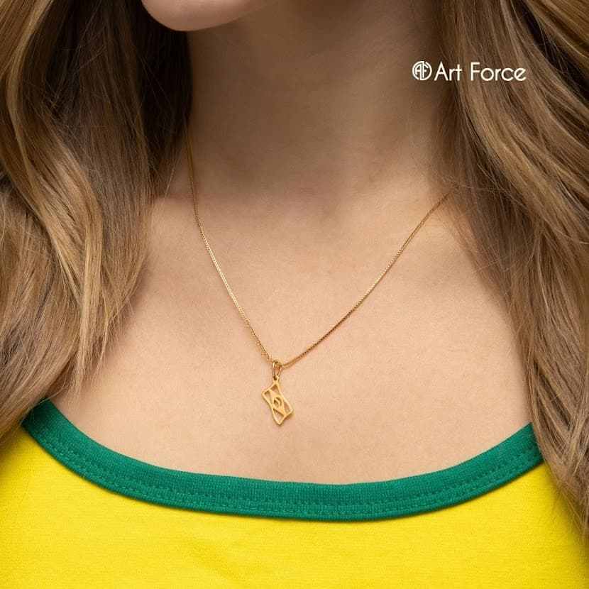 Colar Bandeira Brasil Vazada Veneziana Banhado Ouro 18k