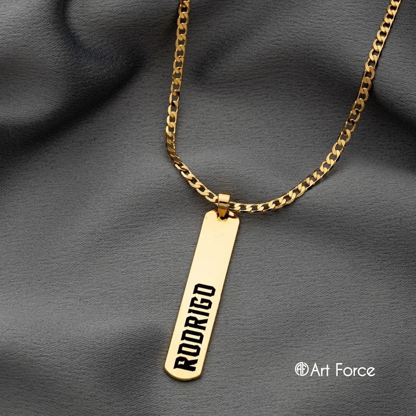 Colar Masculino Personalizado Placa Com Nome Corrente 60 cm